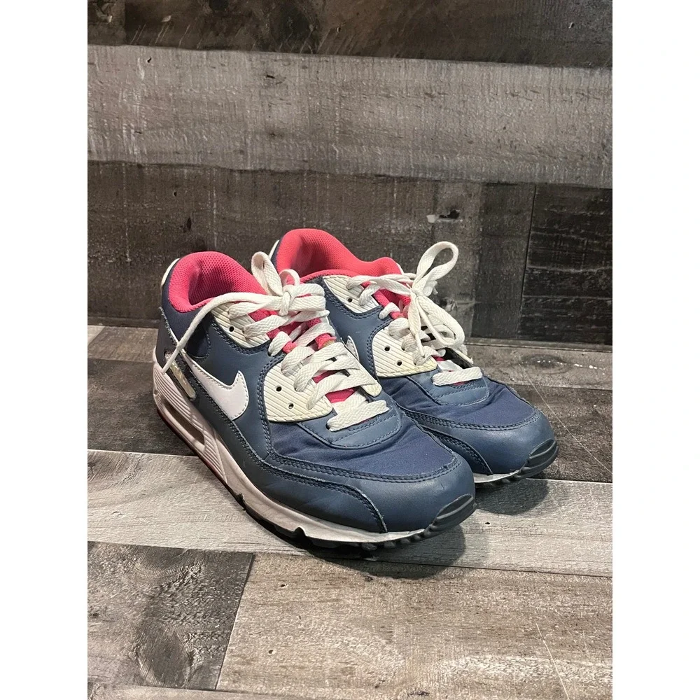 Nike Air Max 90 Navy Blue Pink White Womens Running Shoes 325213-414 Size 10